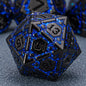 DND Metal Dice Set, Polyhedral Dice Set for RPG D&D Dice with Cracks Dungeons and Dragons Dice Set for RPG TTRPG D&D Die with Gift Case（Silver and Coloured Ink-1） for Ages 15 and Up