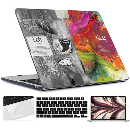 TWOLSKOO for MacBook Air 13 inch Case M5 2026 M4 2025 M3 M2 2024-2022 A3449 A3240 A3113 A2681, Plastic Hard Shell & Keyboard Cover & Screen Film for MacBook Air 13.6 inch Case, Creative Brain