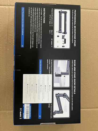 Microphone Arm,Aokeo AK-58 Desk Low Profile Adjustable Mic Boom Arm Stand,Suitable For Blue Yeti,Snowball iCE, HyperX QuadCast,SoloCast,Elgato Wave,Etc