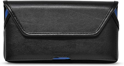 Turtleback Belt Holder for iPhone 16 Pro Max, 15 Pro Max, 14 Pro Max -Medium- Fits w/Shockproof Commuter Style Cases, Premium Black Leather Horizontal Case Magnetic Closure Leather Wrapped Clip