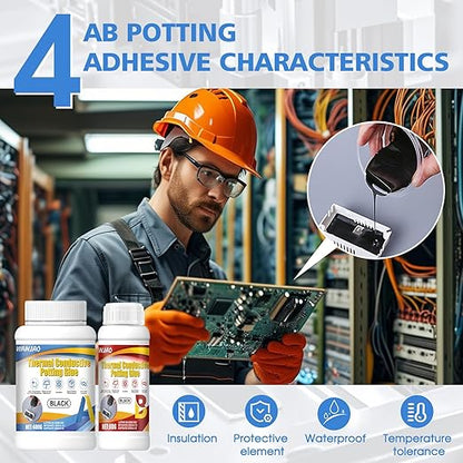 Electronic Potting Compound, Thermally Conductive Epoxy Thermal Adhesive Insulation Waterproof Sealant for Electronic Component Packaging Led Power Supply Circuit Board Protection, 480g A+B
