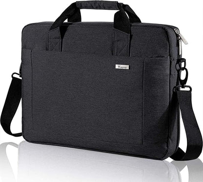 Voova Laptop Bag Case 17 17.3 Inch Computer Sleeve Messenger Bag with Shoulder Strap Expandable Waterproof Large Capacity Business Briefcase for Work Travel Fit 17-18” Laptop, Men Women, Black