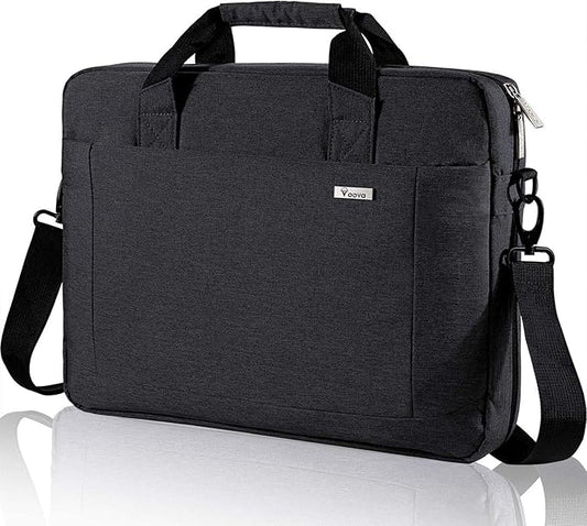 Voova Laptop Bag Case 17 17.3 Inch Computer Sleeve Messenger Bag with Shoulder Strap Expandable Waterproof Large Capacity Business Briefcase for Work Travel Fit 17-18” Laptop, Men Women, Black