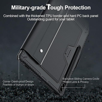 Nillkin for Samsung Galaxy S7 FE/ S7+ Plus/ S8+ Plus 12.4 Inch Keyboard Case,7 Backlight Colors, Magic Trackpad,S Pen Holder,Slide Camera Cover Compatible with Galaxy S8 Plus Tablet Case with Keyboard