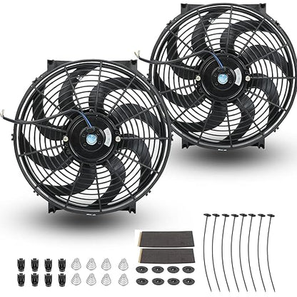 FSBCGT 2PCS 14 Inch Universal Slim Push Pull Electric Radiator Cooling Fan
