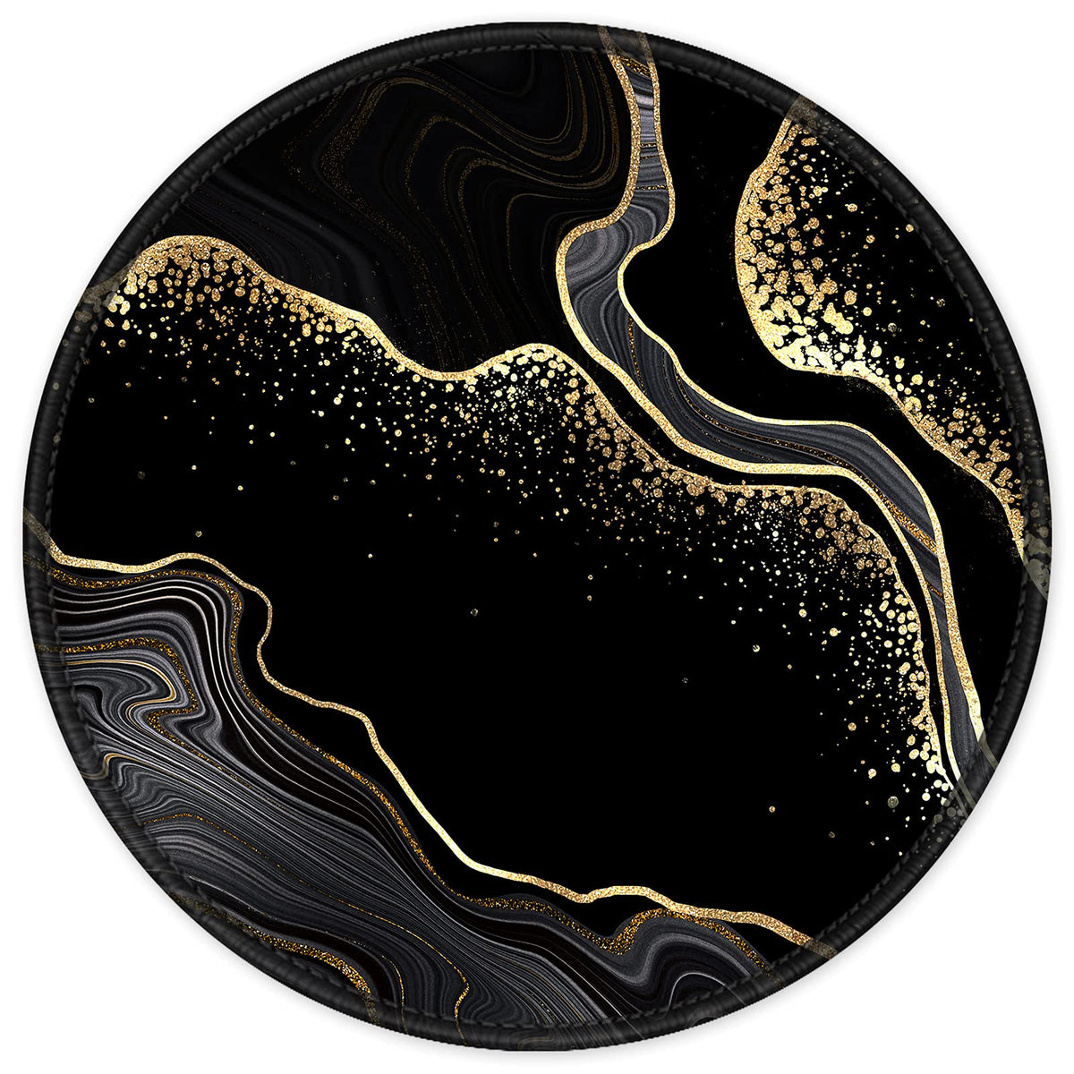 ITNRSIIET Round Mouse Pad with Stitched Edge Premium-Textured Waterproof Non-Slip Rubber Base Desktop Protection Mat Diameter 8.7 inches, Rose Gold Marbling
