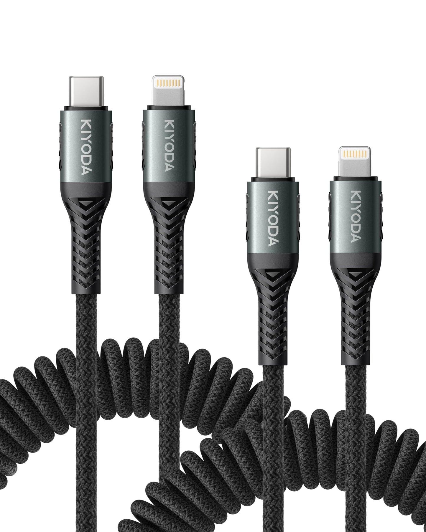 USBC to Lightning Cable for Car Coiled iPhone Charger Apple MFi Certified