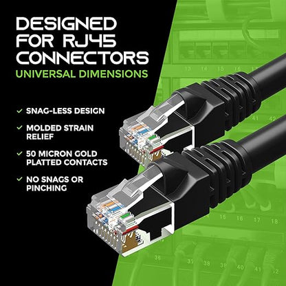 GEARIT 24-Pack, Cat5e Ethernet Patch Cable 3 Feet - Snagless RJ45 Computer LAN Network Cord, Black