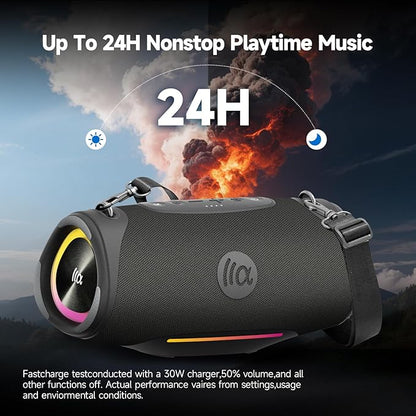 Portable Bluetooth Speaker,IPX7 Waterproof 80W Loud Stereo Sound Wireless Outdoor Speaker for Pool,Shower,Camping Bike Use,8H Playtime