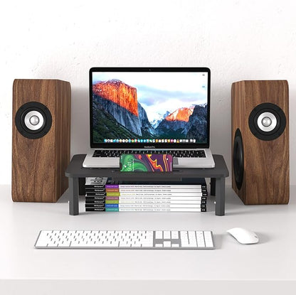 EVOOMI Back Saver Monitor Stand for Desk - 2 Pack Monitor Riser - Anti-Skid HD Hexagonal Steel Computer Stand - Free Cable Ties - Mesh Metal Computer Item Stand - Printer & iMac