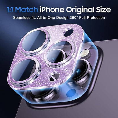 UniqueMe 3 Packs Compatible for iPhone 14 Pro Max/iPhone 14 Pro Camera Lens Protector Acrylic [Not Glass],[Case Friendly][Scratch-Resistant][Night Shooting Mode]-Glitter Purple