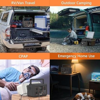 ALLWEI LiFePO4 Solar Generator 512Wh(Peak 1000W) with 100W Solar Panel, 500W Portable Power Station with UPS Mode, Pure Sine Wave AC Outlet, Home Battery Backup for Outdoor Camping RV Off-Grid Travel