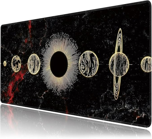 Galaxy Planet Large Mouse Pad,Gaming Keyboard Desk Pad,Extended Mouse Mat Non-Slip Rubber Base with Stitched Edges for Office Game Home XXL 35.4"x15.7"