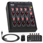 Pyle 8-Channel Bluetooth Mini Line Mixer with USB Audio Interface - 8 Mono/Stereo Switching Inputs | Ultra-low Noise Design with High Headroom | Built-in USB-C Sound Card - PMAX8