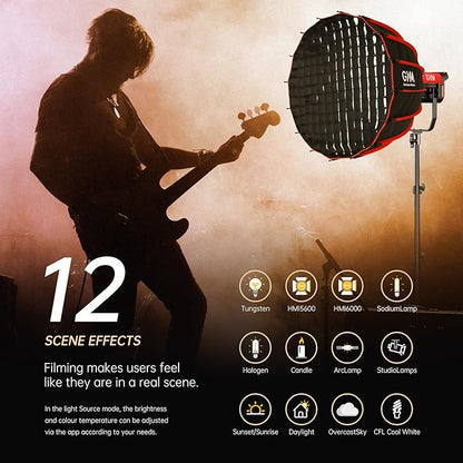 GVM Video Lighting 300W Bi-Color Studio Lights kit with Bowens Mount Softbox and Stand CCT 2700K~6800K CRI 97+ Continuous Lighting for Photography