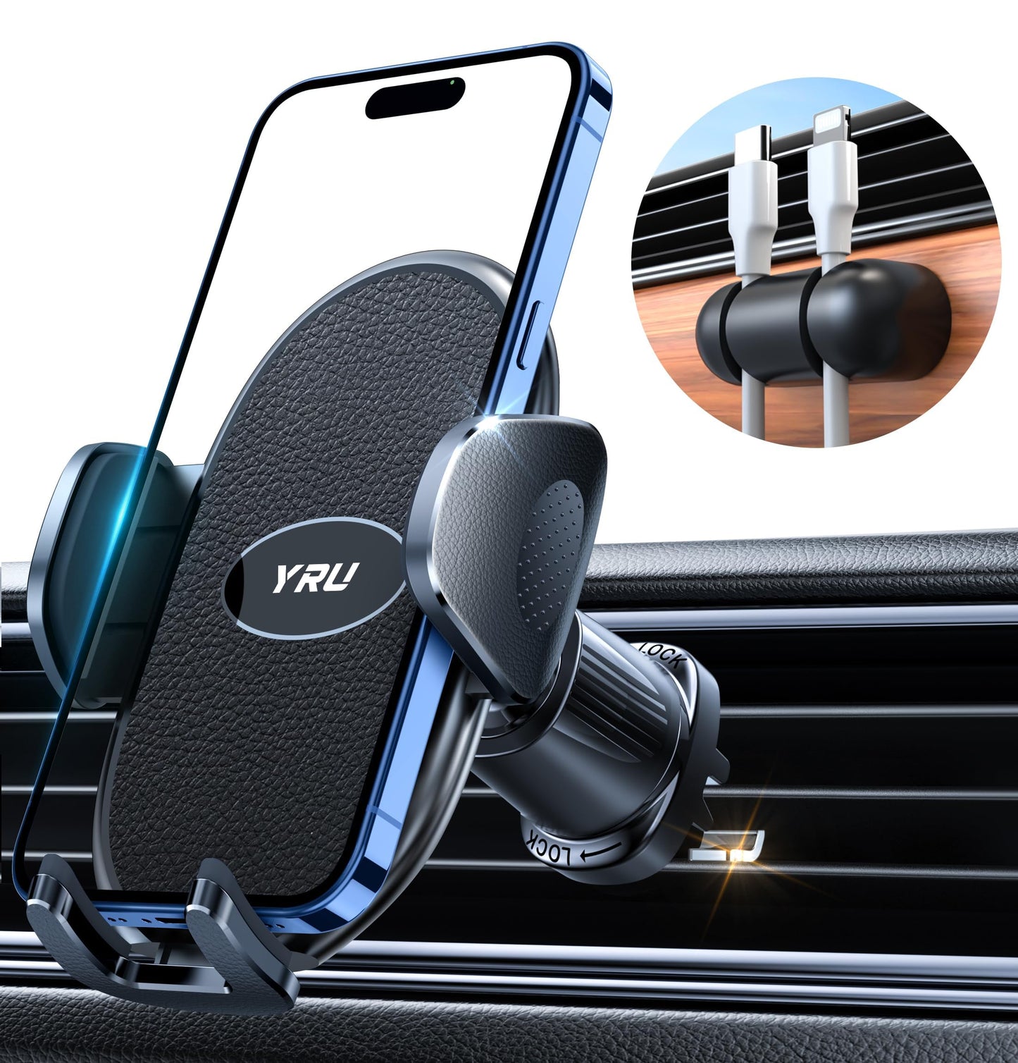 YRU [2026 Upgraded Military-Grade Metal Hook Phone Holders for Your Car