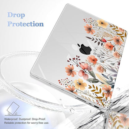 for MacBook Pro 16 inch Case 2021 2022 2023 2024 Release A3186 A3403 M4 A2991 M3 A2780 M2 A2485 M1 Pro/Max, Hard Shell Case with Screen Protector & Keyboard Cover, Watercolor Flowers