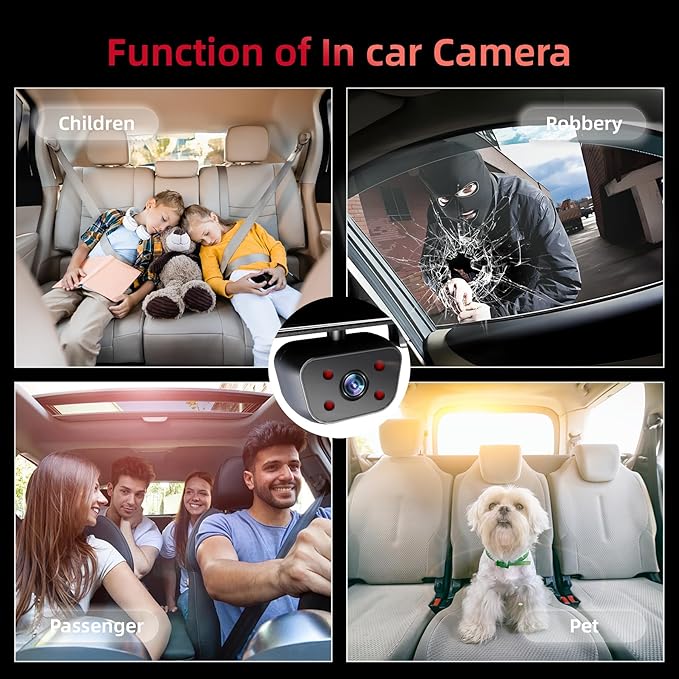 2025 Rearview Mirror Camera for Cars,12'' Mirror Dash Cam 4 Channel, 360 Dashcam Front Rear Inside,Touch Screen Backup Camera,IR Night Vision,WiFi,APP,GPS, 24/7 Recording Parking Monitor,Free 128GB SD
