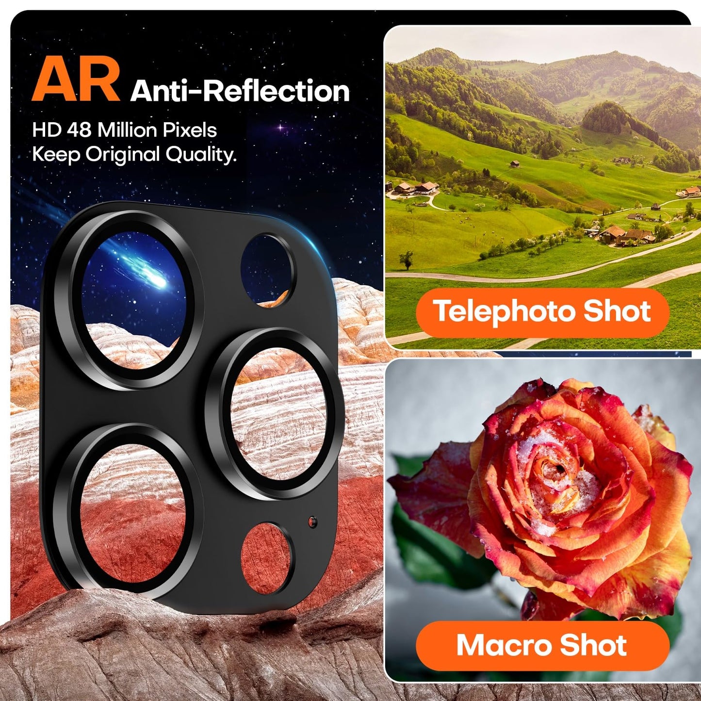 Wumigoo Camera Lens Protector for iPhone 16/15/14 Pro Max & 16/15/14 Pro