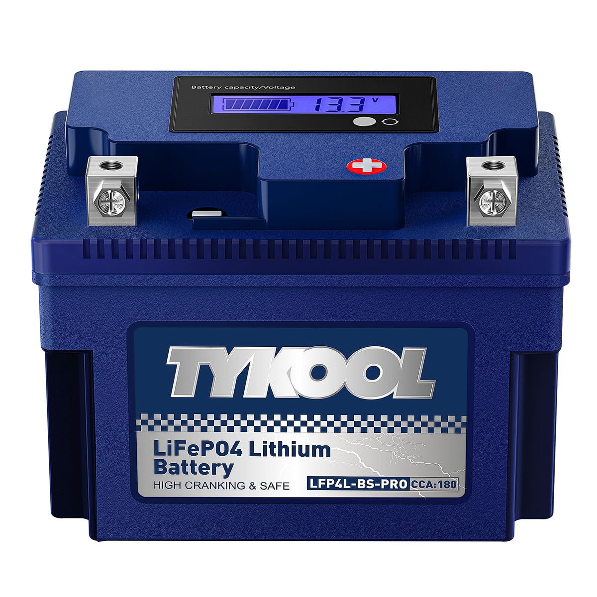 TYKOOL LFP30L-BS-PRO Lithium LiFePO4 Battery 18Ah 800CCA, LCD Readout IP66,Compatible with Harley Touring Road Glide Street Glide, Polaris RZR Ranger 1000, Can-Am Defender Maverick, Replaces YTX30L-BS