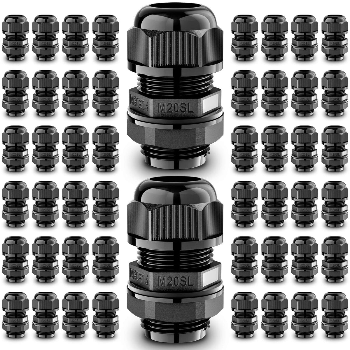 QILIPSU 10pcs M12L Long Thread Cable Gland Waterproof IP68 Nylon Strain Relief Cord Grip Cable Pass Through Wire Connector