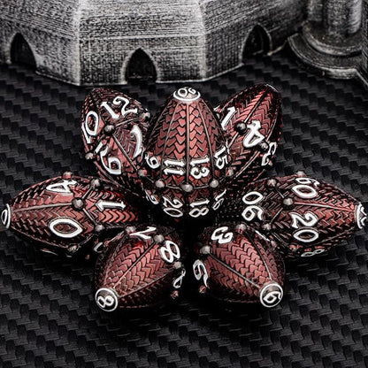 ARUOHHA DND Metal Dice Black Red Dragon Egg Dice with Rotating Dragon Egg Shell, Role Playing Game RPG Polyhedral D and D Dice Set D20 D12 D10 D8 D6 D4