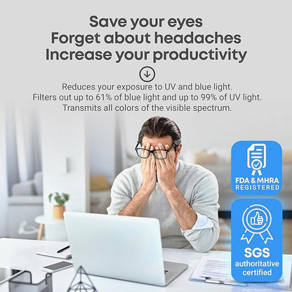 VINTEZ Blue Light Screen Protector for 15.6 Inch Computer Monitor and Laptop – Anti-UV Blue Light Blocking Film for Desktop PC, Eye Protection Filter, 14.2" x 8.7", 1 Pack