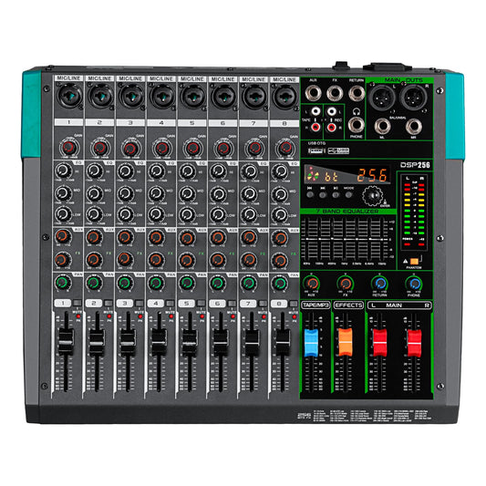 Depusheng PA12 Professional Audio Mixer Sound Board Console Desk System Interface 12 Channel Digital USB Bluetooth MP3 Computer Input 48V Phantom Power Built-in 256 Reverb Effect, Black