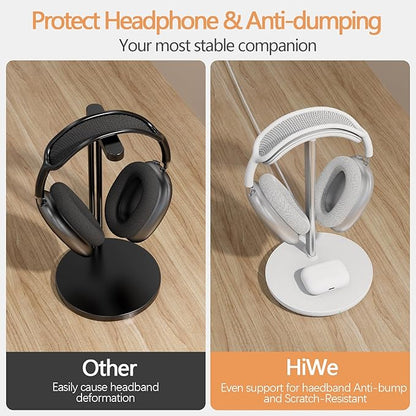 Headphone Stand with Wireless Charger, Gaming Headset Holder Hanger Rack 2 in 1 Wireless Charging Station Dock for iPhone 15/14/13/12/11 Series, AirPods Pro/3/2 and Desk All Headphones, White