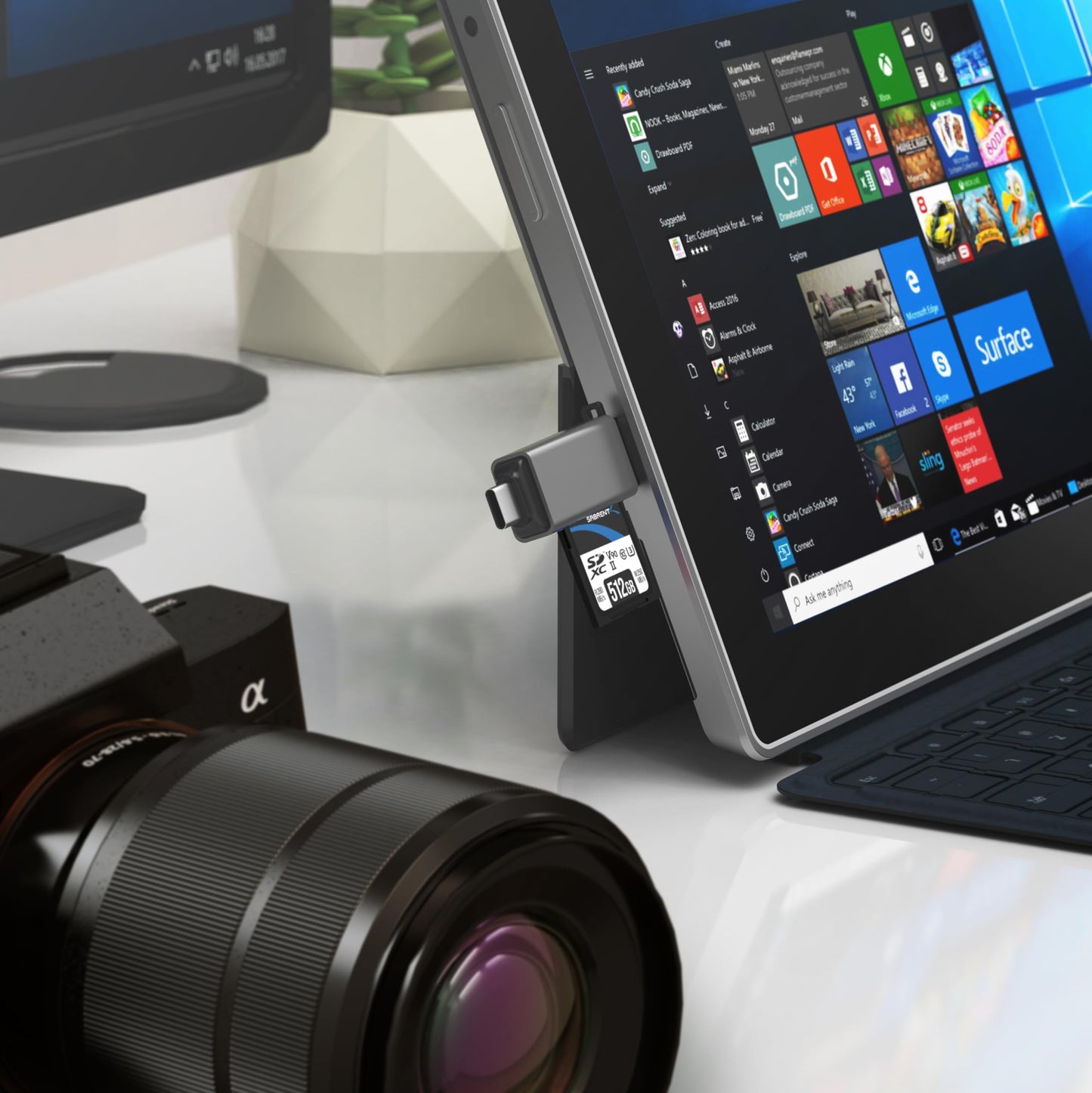 SABRENT USB-C & USB-A SD/Micro SD Card Reader, USB 3.0 (CR-BCA2)