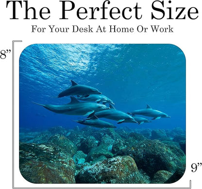 Coastal Shoreline Waves Sandy Beach Theme Mouse Pad Mat Mousepad for Desk Computer Laptop PC Gaming Home or Office Gift (Dolphin Underwater MP20)