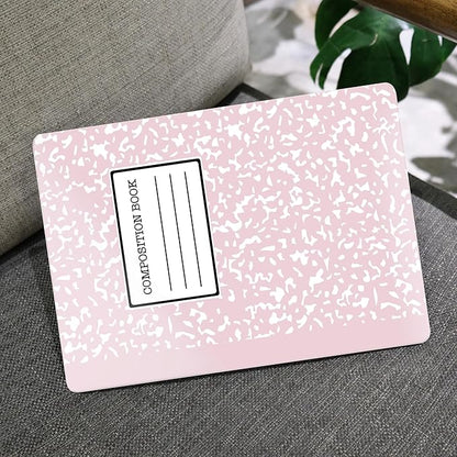 MEEgoodo for MacBook Air 13.3 inch Case 2021 2020 2019 2018 A2337 M1 A2179 A1932, Laptop Shell for MacBook Air M1 with Keyboard Webcam Cover & Trackpad Film & Type C Adapter,Pink Composition Book