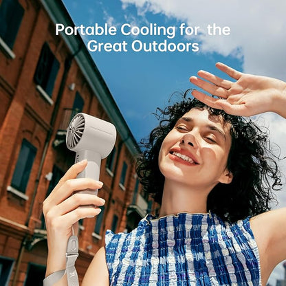 JISULIFE Handheld Turbo Fan, 5000mAh Rechargeable Portable Fans,Up to 28 Hours Working,5 Speed Strong Wind,Personal Mini Fan for Travel Outdoor Camping Beach Makeup（Gray）