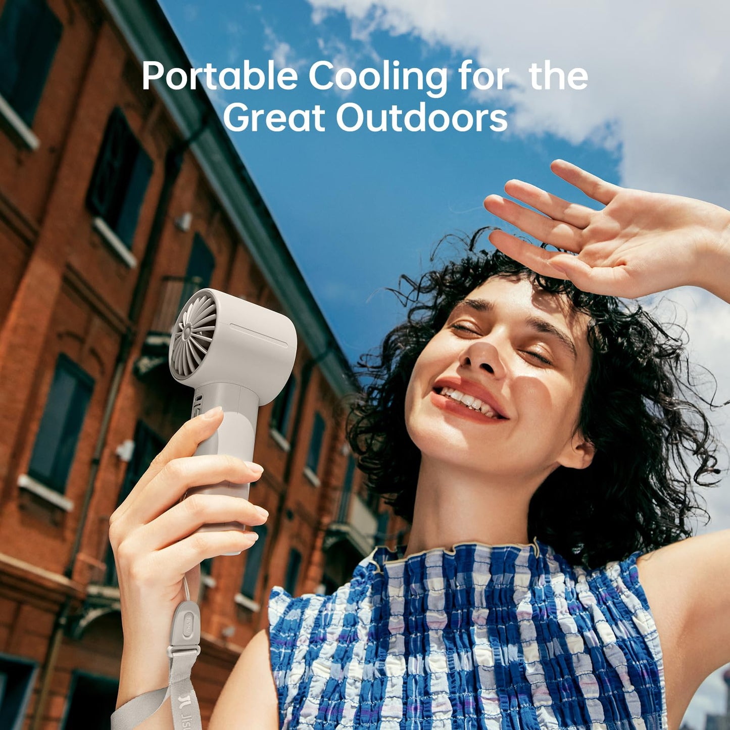 JISULIFE Portable Handheld Fan, 22H Max Runtime, 5-Speed - Gray