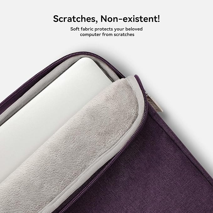 Voova Laptop Bag 17 17.3 Inch Water-resistant Laptop Sleeve Case with Shoulder Straps & Handle, Computer Case Cover Slim Briefcase Compatible with 17-18” Hp Dell Asus Acer, Dark Purple