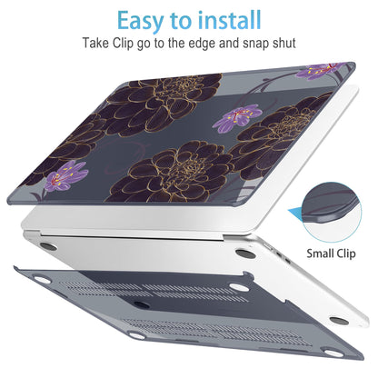 Mektron for 2026 MacBook Air 13-inch M5 Laptop Case A3449 with 13.6-inch Liquid Retina Display Fits 2025 A3240 M4 2024 A3113 M3 2023 A2681 M2 Printed Shell for MacBook Air 13.6", Golden Dahlia Flowers