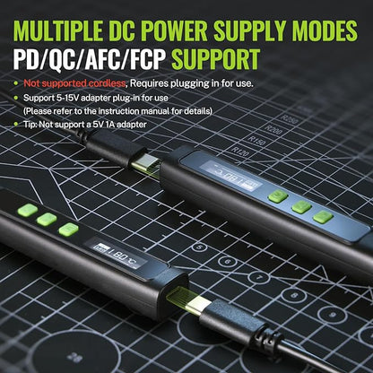 WORKPRO DC Soldering Iron Kit, Fast Heating Soldering Iron Pen with 3 Tips, Portable Lightweight Solder Iron for Electronics, Metal, DIY, Accurate Temp Control, OLED Screen Display, PD/QC Protocols