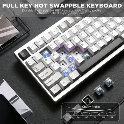 YUNZII AL80 75% Wireless Aluminum Mechanical Keyboard(Silver,Gateron Zero)