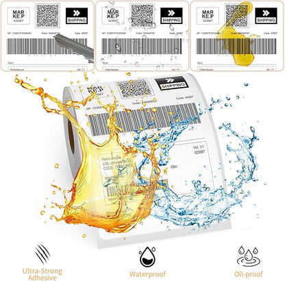 6 Rolls 4" x 6" Direct Thermal Printer Label, 250 Labels/Roll, Total 1500 Thermal Shipping Labels, Strong Adhesive, Commercial Grade, Perforated, Compatible with Most Thermal Printers (NOT for DYMO)