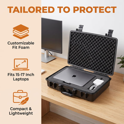 MEIJIA Waterproof Hard Camera Case,Hard Laptop Case,Hard Case with Customizable Fit Foam Included,Fit for Laptops,camera,lens(Black, 19.78"X13.93"X4.68")