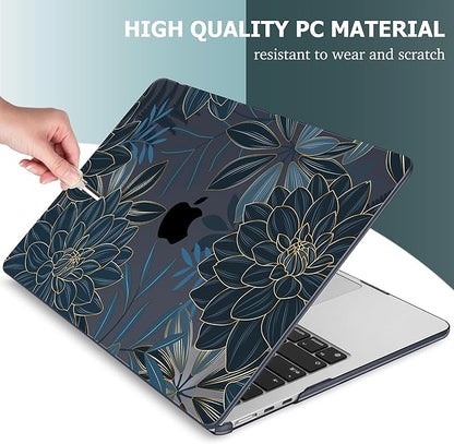 Mektron for 2025 M4 MacBook Air 13.6 Inch A3240 Case Fits 2023 A2681 M2 2024 A3113 M3 Chip with Liquid Retina Display, Printed Plastic Hard Shell Cover for MacBook Air 13.6", Dahlia Flower C035