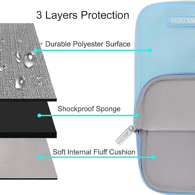 MOSISO Laptop Case 15 inch, 15 inch Laptop Sleeve Compatible with MacBook Air 15 M4 A3241 M3 A3114 M2 A2941 2025 2024 2023,Dell XPS 15,Polyester Vertical Computer Sleeve Bag with Pocket, Air Blue