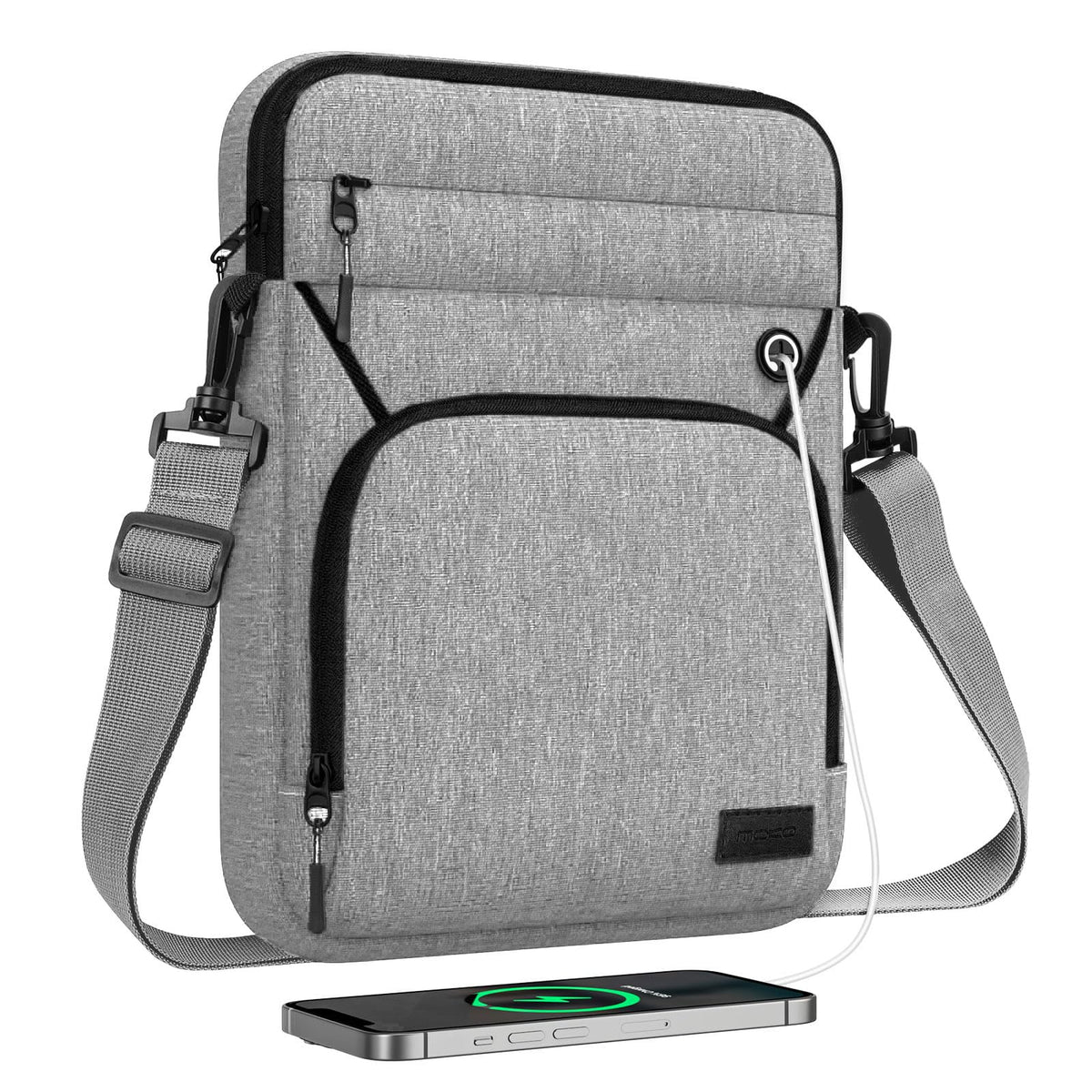 MoKo 15 Inch 360° Protective Laptop Sleeve Shoulder Bag with Earphone Port