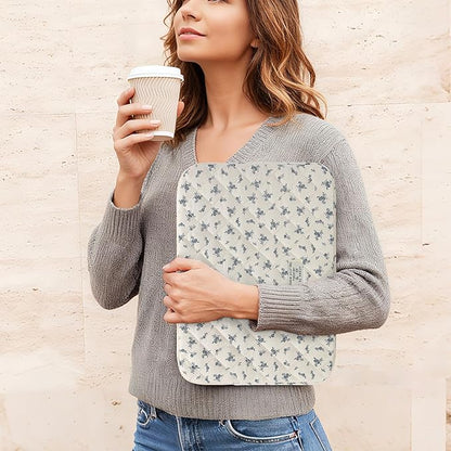 Puffy Laptop Sleeve 13-15.6 Inch Cute Quilted Laptop Protective Case Padded Floral Computer Sleeve for MacBook (A-Light Blue, 13 Inch)