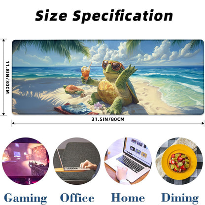 Kibue Turtle Gaming Mouse Pad Extended Desk Computer Keyboard Laptop Mouse Pads for Gaming Home Office Work, Large Long Desk Mat Mousepad with Non-Slip Rubber Base 31.5×11.8inch(17)