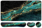 Keyboard Mouse Pad Set, Extended Mouse Pad+Keyboard Wrist Rest Support, Memory Foam Ergonomic Easy Typing, 3Pcs (35.4×15.7 in) Desk Pad Set for Home Office Study Game - Malachite Marble