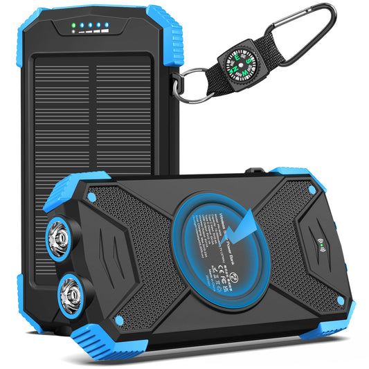 BLAVOR Solar Power Bank 10,000mAh Portable Wireless Charger for Cell Phones