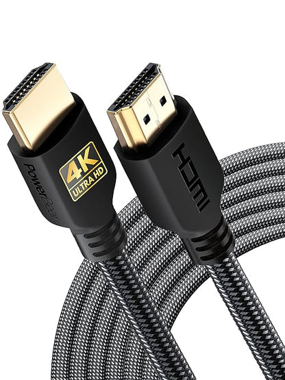 PowerBear 4K HDMI Cable 20 ft [2 Pack] High Speed, Braided Nylon & Gold Connectors, 4K @ 60Hz, Ultra HD, 2K, 1080P, ARC & CL3 Rated | for Laptop, Monitor, PS5, PS4, Xbox One, Fire TV, Apple TV & More