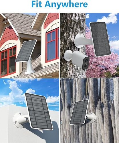 Solar Panel Charger Compatible with Eufycam 3/3C/2C/2C Pro/E40/E20/2/2 Pro/E/L20/L40/Solo/SoloCam Spotlight, 5W Solar Panel for Eufy Camera, Micro USB & USB-C Port, 9.8ft Cable, P65 Waterproof, 2 Pack