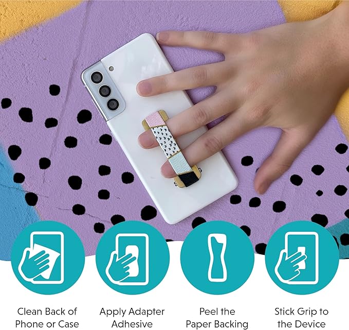 LOVEHANDLE Universal Phone Grip for Smartphones & Mini Tablets - Phone Holder for Hand - Wireless Charging Compatible - Made in The USA - Palm Tree